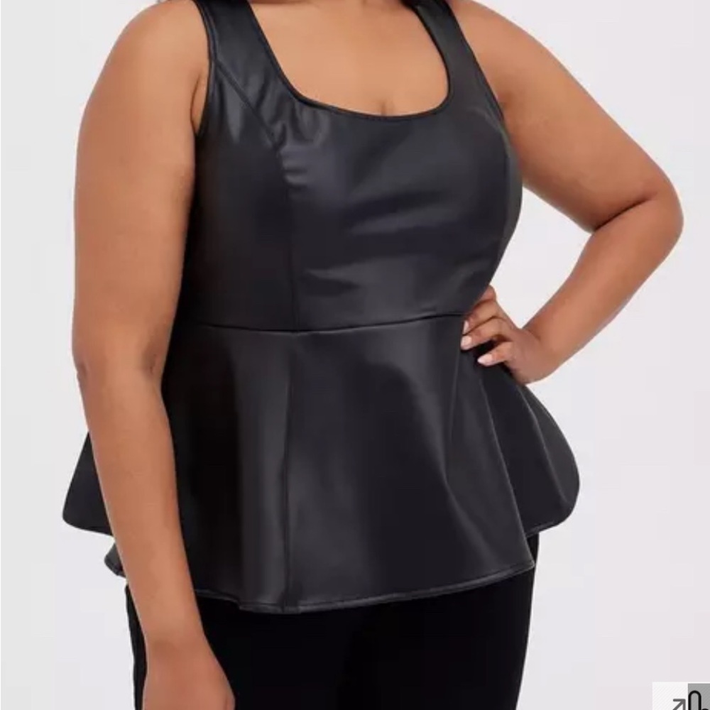 Black Faux Leather Sleeveless Top